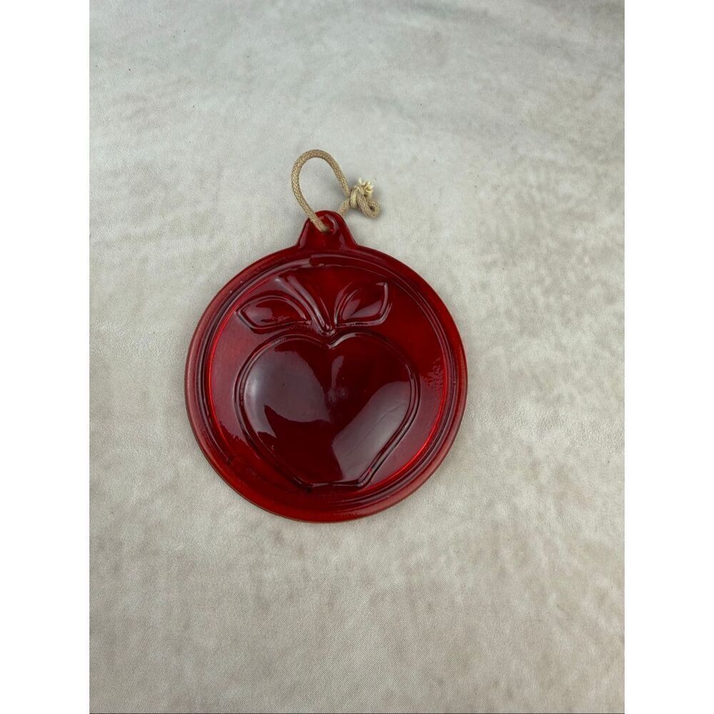 Vintage Red Apple Glass Suncatcher Cadmium Glows Orange Cottagecore